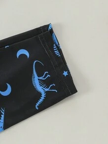 Tween Boys Snug Fit Dinosaur Print Glow-In-The-Dark Long Sleeve Top And Pants 2pcs Pajama Set