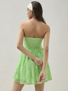 COSMINA Solid Color Women's Strapless Sleeveless Summer Dress - Green - View 2