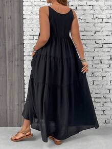 SHEIN VCAY Plus Size Spaghetti Strap Patchwork Vacation Dress