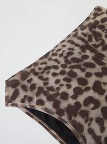 SHEIN Clasi Body de hombro oblicuo con estampado de leopardo para mujer - Multicolor - Ver 5