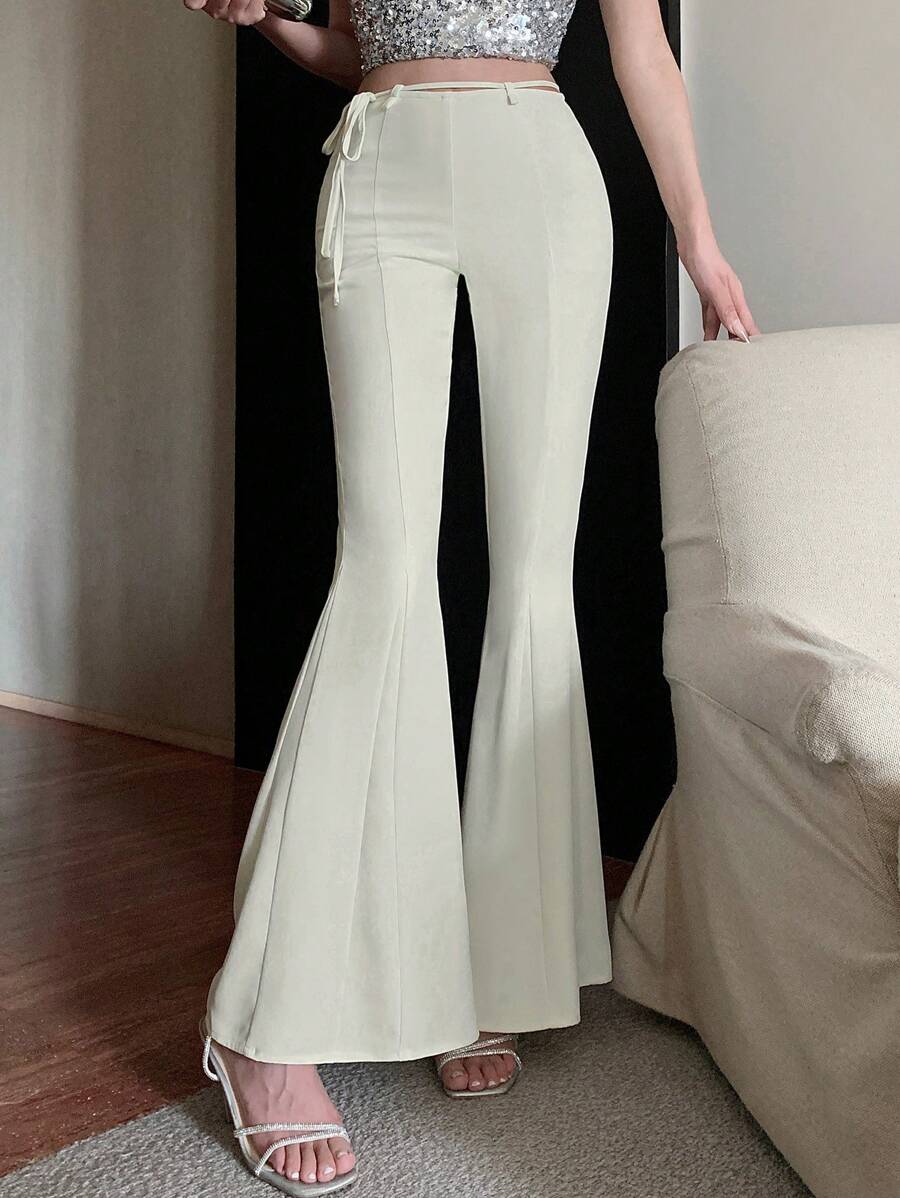 DAZY 女式纯色优雅喇叭裤夏季、秋季服装 - 白色 - 查看 1