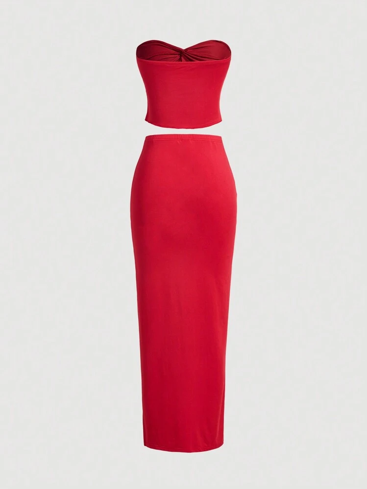 strapless open back dress Red Double Ruched Long Sleeve Bodycon Dress – AX Paris