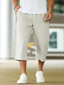 Manfinity Homme 男士加大碼束口休閒日常長褲 - 灰色 - 查看 4