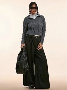 Forever 21 Women's Solid Color V-Neck Casual Long Sleeve Pullover Sweater - Grey - View 4