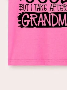 Áo thun ngắn tay thường ngày thời trang dành cho bé gái có in khẩu hiệu chữ đầy màu sắc, mùa hè - Màu Hồng Tươi - Xem 4