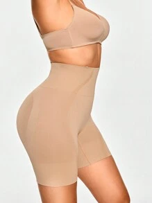 SHAPORA 女士高腰壓力運動戶外休閒瑜伽短褲 - 杏色 - 查看 5