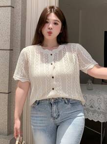 Dazy Petite Plus Plus Size Women's Solid Color Simple Daily Short Sleeve T-Shirt - Apricot - View 5