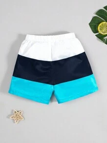 SHEIN Tween Boy Swim Shorts With Woven Pattern, Casual Style - White - View 6