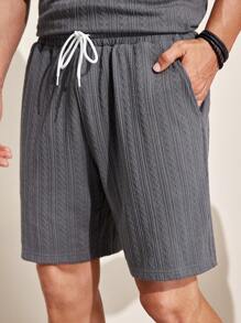 Manfinity RSRT Men's Plain And Simple Daily Wear Short Sleeve T-Shirt And Shorts Set - Grey - View 4