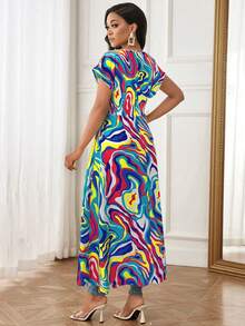 VaVaBold Áo sơ mi nữ dài in hình học nhiều màu sắc - Màu vàng - Xem 2