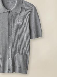 Manfinity VCAY 男式纽扣前短袖休闲衬衫，带口袋，常春藤风格，开学季，秋冬