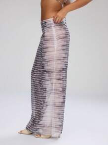 Musera Resort Allover Print Chiffon Maxi Beach Skirt Summer Beach Resort