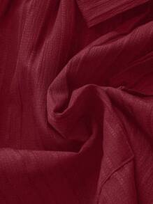 SHEIN LUNE Plus Size Solid Color Casual Shorts With Belt, Summer - Burgundy - View 5