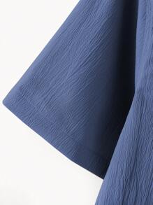 Manfinity Homme 夏季純色前扣短袖休閒襯衫