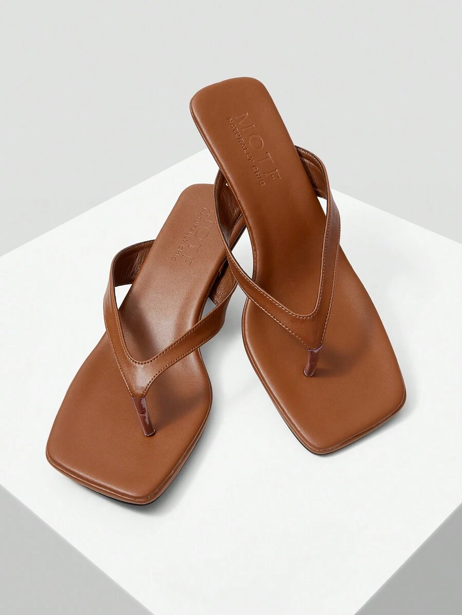 MOTF PREMIUM LADIES' SIMPLE AND VERSATILE THONG HIGH-HEELED SANDALS FOR SUMMER HALLOWEEN CHRISTMAS FALL - Brown - View 2