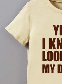 SHEIN Young Boy Casual Daily T-Shirt Family Matching Mommy And Me (4 Pieces Are Sold Separately) - Apricot - View 5