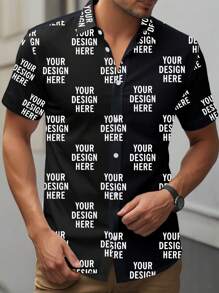 Manfinity Homme Camisa de verano de manga corta para hombres de talla grande con estampado de letras