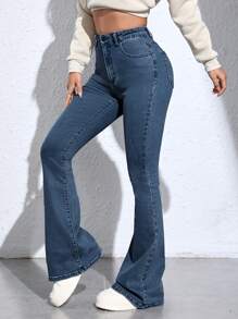 Jeanoix Women's Solid Color Simple Daily Wear Denim Jeans - Dusty Blue - View 3