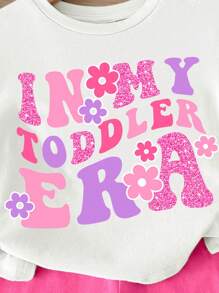 SHEIN In My Toddler Era, 2pcs/Set, Summer, Pink, Baby Girls' Casual And Simple Cute Pink Letter Printed Short Sleeve T-Shirt And Shorts Set, Suitable For Summer - Multicolor - View 3