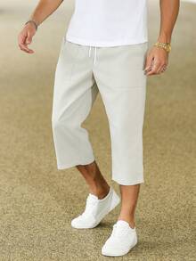 Manfinity Homme 男士加大碼束口休閒日常長褲 - 灰色 - 查看 5