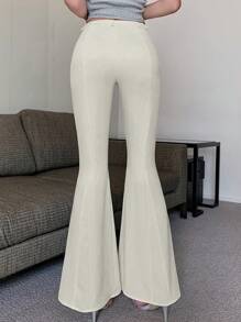 DAZY 女式纯色优雅喇叭裤夏季、秋季服装 - 白色 - 查看 5