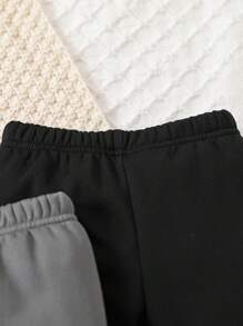 3pcs Baby Girls' Cute Rabbit Embroidery Plush Inner Long Pants Set, Autumn/Winter - Multicolor - View 4