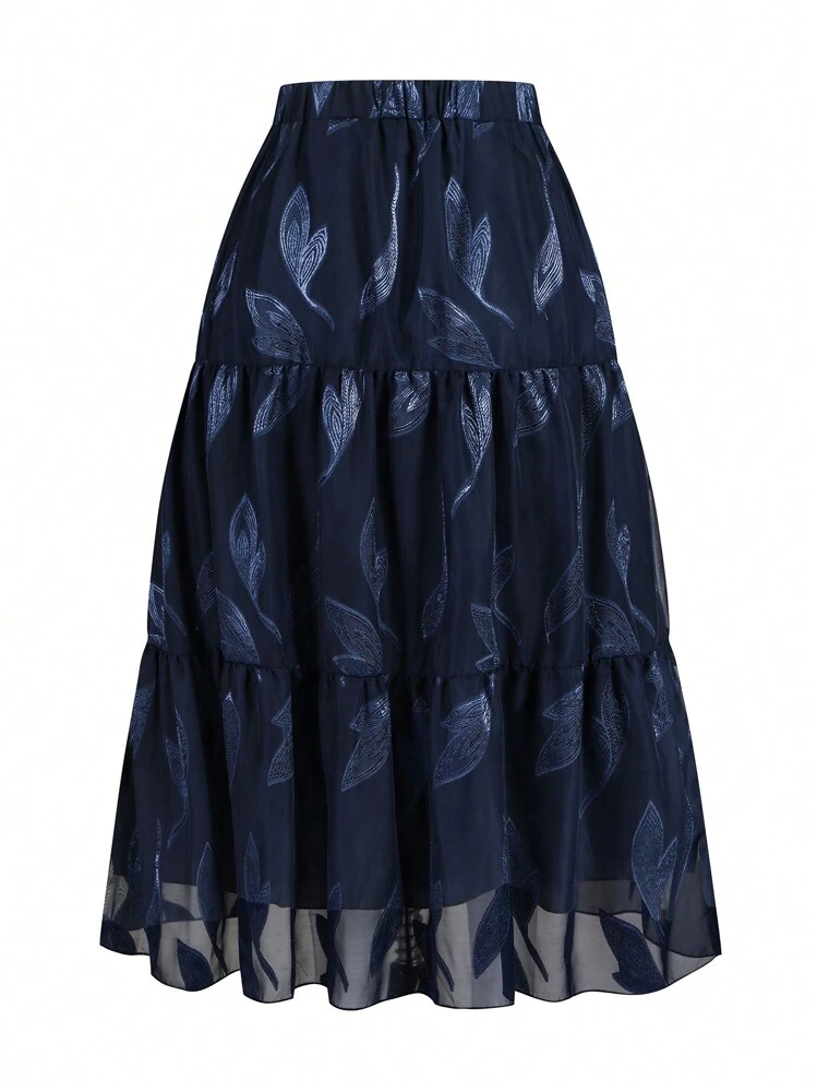 Modelyn Falda estampada all over de talla grande, casual y de vacaciones, perfecta para citas, fiestas, playa, vacaciones, bodas, cócteles y uso diario casual. Ideal para primavera/verano/otoño - Azul Marino - Añade 2