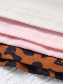 Tween-Mädchen Set aus langärmligem Oberteil mit Rundhalsausschnitt, einfarbig und Hose mit Schmetterlings /Leoparden Allover Print - Verschiedenfarbig - Übersicht 4