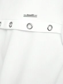 Manfinity RebelGame 男士夏季字母印花圓領短袖休閒T恤和束腰短褲組合 - 黑與白 - 查看 3