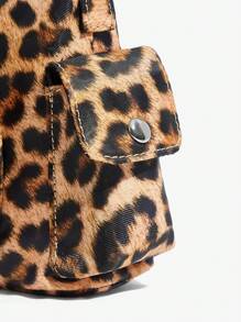 SHEIN ICON Damen Umhängetasche, Hobo Tasche, modisch, personalisiert, schlicht, vielseitig, Straßen, süß und cool Mädchen, heiße Mädchen, Y2K, Retro, Leopardenmuster, Tiermuster, Mehrfachtaschenentwurf