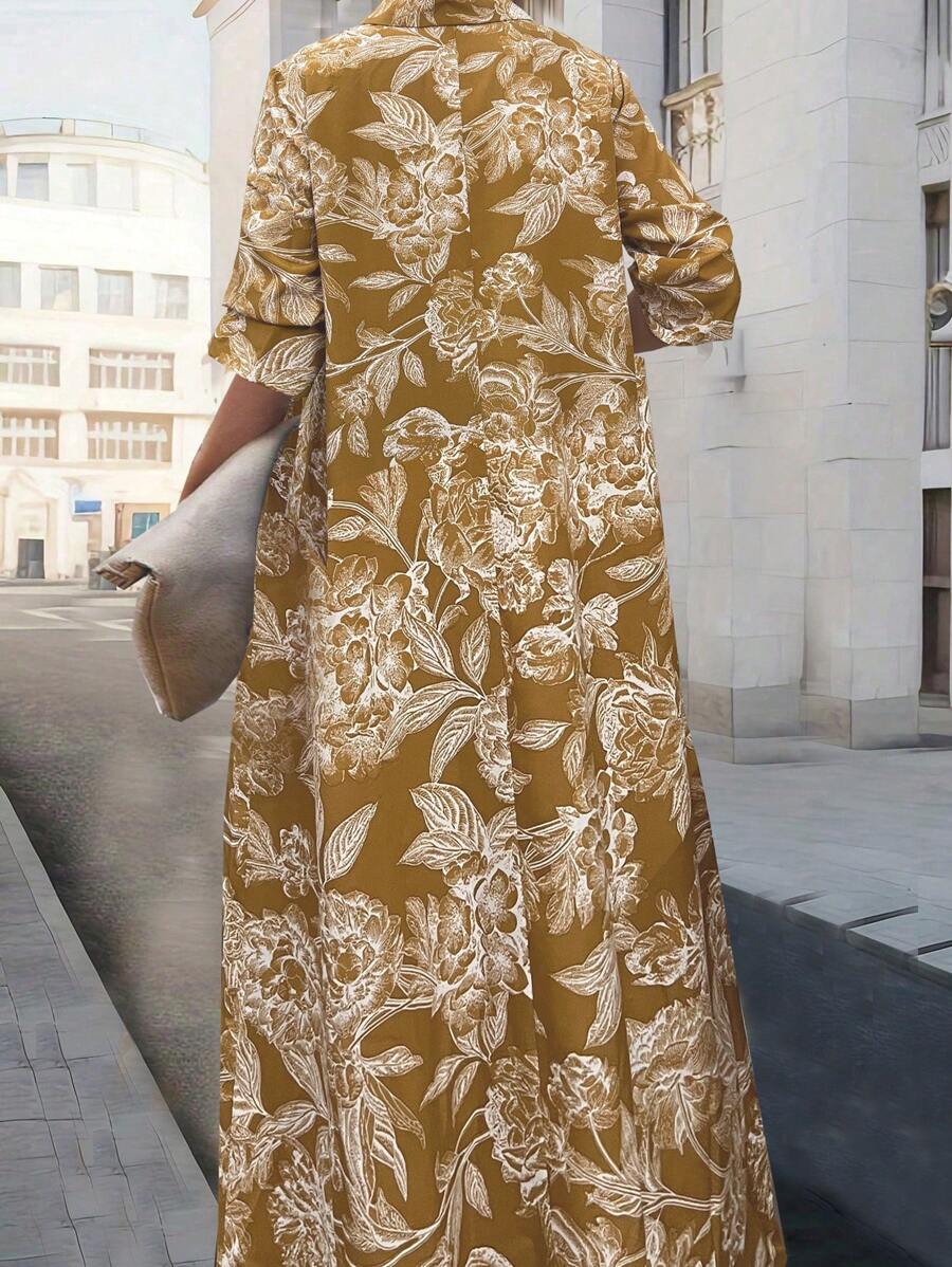 SHEIN Clasi 女性隨機印花裙 - 黃色 - 查看 1