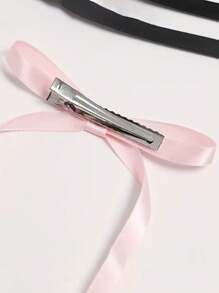 ROMWE Kawaii 12pcs/Set Elegant Ribbon Bow Hair Clips With Streamers, Side Clip Half Tie Hair Accessories Valentines - Multicolor - View 2