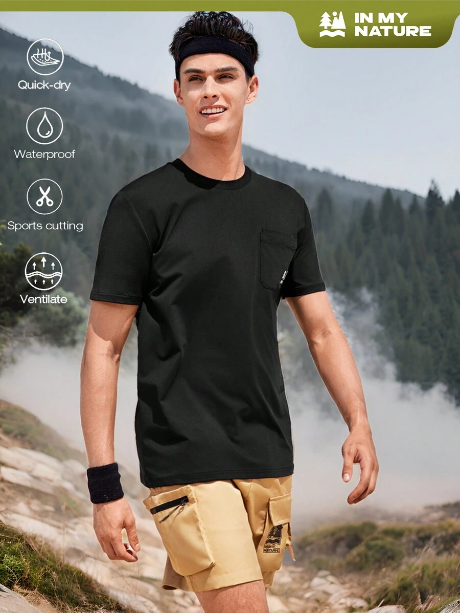 In My Nature Men Letter Graphic Outdoor Tee For Summer