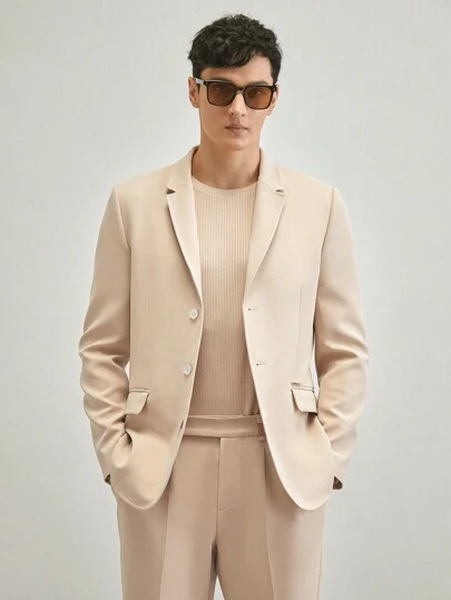 AKNOTIC Formal Men's 2pcs Woven Leisure Suit Set, Suitable For Office, Autumn