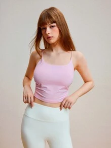 SHEIN Sports Solid Color Pleated Backless Sports Tank Top For Summer - Multicolor - View 4