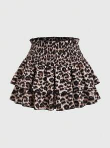 Breezaya 女式豹紋腰帶夏季裙子，完美適用於假期 - 咖啡棕 - 查看 2