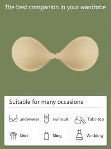 New Silicone Strapless Push Up Bra, Reusable And Invisible For Backless Dresses, Wedding Gowns, Swimwear - Apricot - View 3