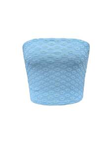 INAWLY Summer Floral Texture Striped Women's Slim Tube Top - Blue - View 3