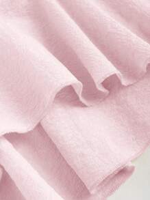 Sweetra Áo sơ mi nữ đơn giản, màu trơn, kiểu buộc dây, thích hợp mặc hàng ngày, phong cách Y2K. - Hồng - Xem 4