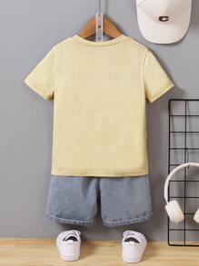 SHEIN Young Boy Casual Daily T-Shirt Family Matching Mommy And Me (4 Pieces Are Sold Separately) - Apricot - View 2