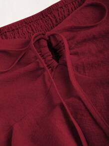 Sweetra 女士简约日常穿搭方领衬衫/罩衫 Y2K 圣诞节假日派对新年 - 紅色 - 查看 5