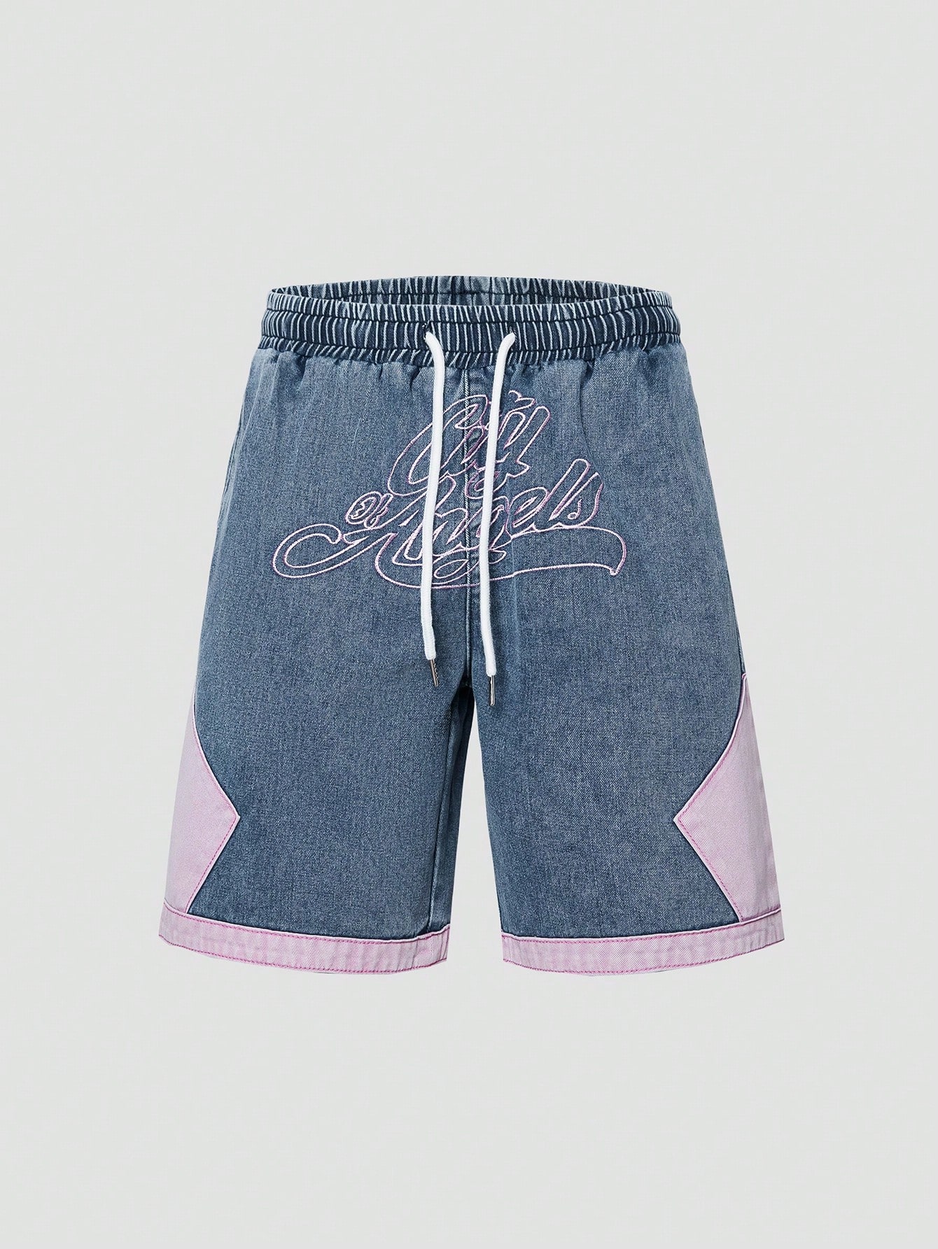 Our Prep Men's Letter Graphic Drawstring Waist Loose Casual Denim