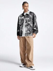 Manfinity NXTstreet Men's Loose Digital Print Long Sleeve Going Out Designer Jacket, For Fall Winter, Spring, Outdoor - Black - View 5