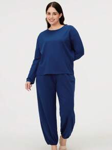 LUVLETTE Autumn And Winter Dark Blue Soft Cotton And Modal Leisure Long Women Pajama Set Lounge Sets Lingerie As Outerwear Fall Pajamas Clothes - Navy Blue - View 2