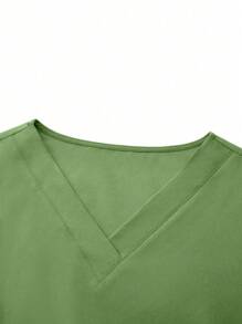 TaskEZ Cho Nữ Màu Trơn Cổ Chữ V Tay Ngắn Có Túi Và Eo Đàn Hồi Quần Dài Đồng Phục Y Tá Bộ Tẩy Tế Bào Chết - màu xanh lá - Xem 8