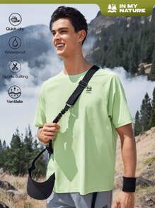 In My Nature Men Letter Graphic Short Sleeve Outdoor Tee For Summer