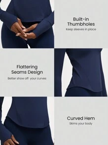 GLOWMODE FeatherFit™腰部修身彎頂低衝擊瑜伽日常夏季緊身衣 - Dark Blue - 查看 4