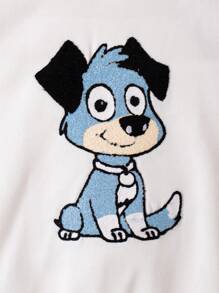 SHEIN Áo khoác dài tay thêu khăn thường ngày dễ thương dành cho các cô gái trẻ - Nhiều màu - Xem 3