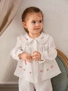 Souflis Souflis 2入組嬰兒女童長袖上衣和長褲套裝 - 白色 - 查看 1