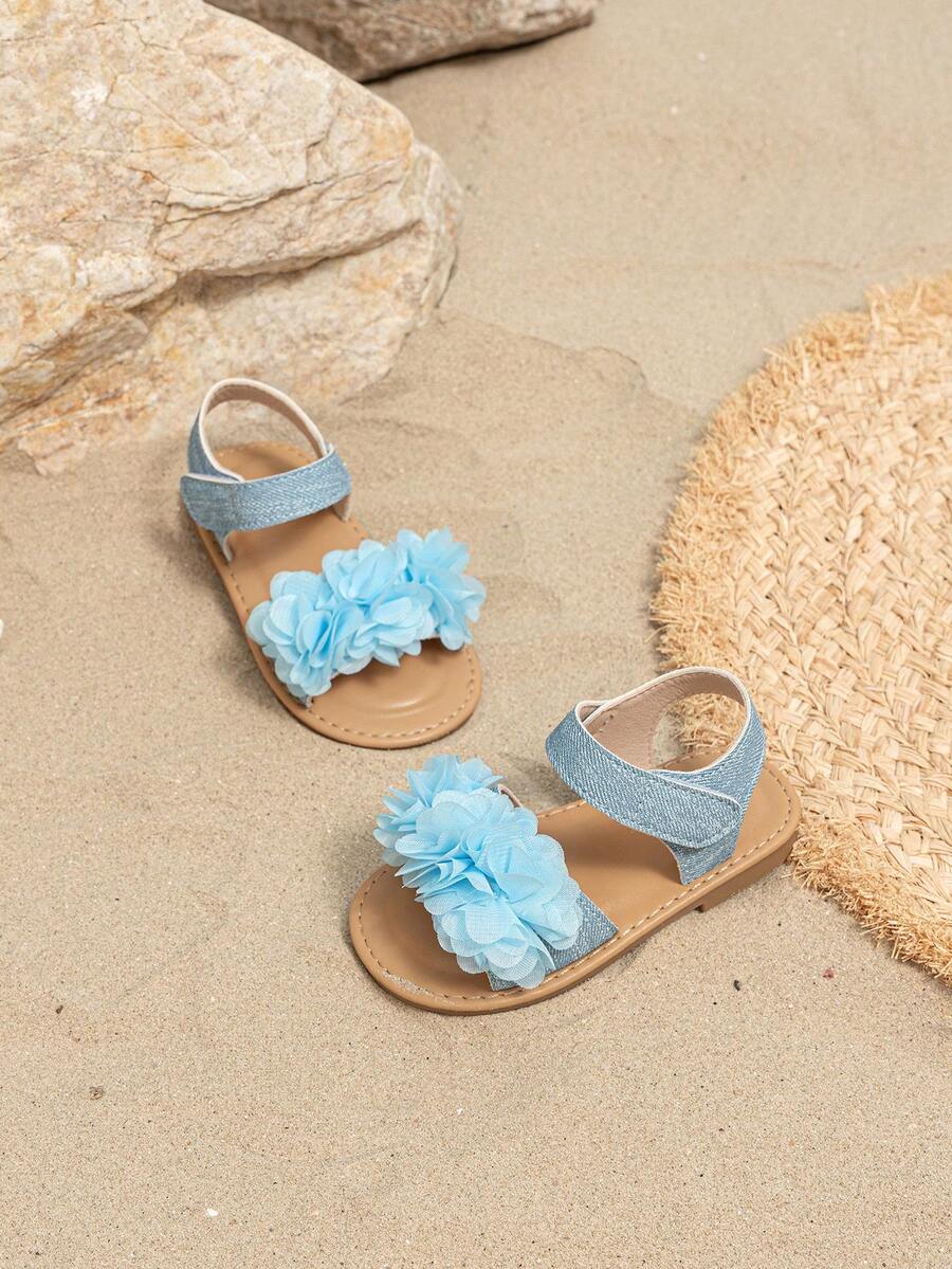 Kids' Blue Fashionable And Cute Flower Decorated Sandals - Blue - View 1